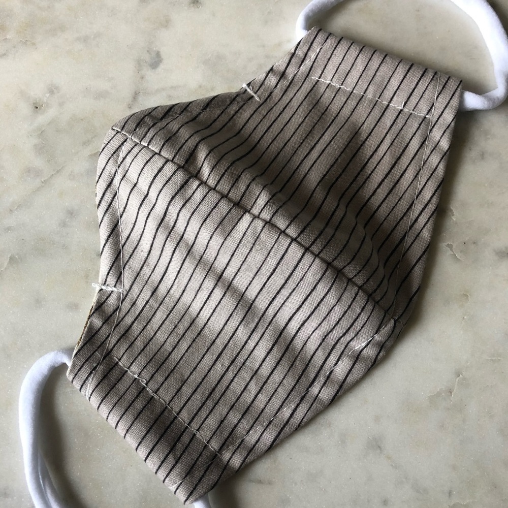 Tan stripes- Breathable cotton mask